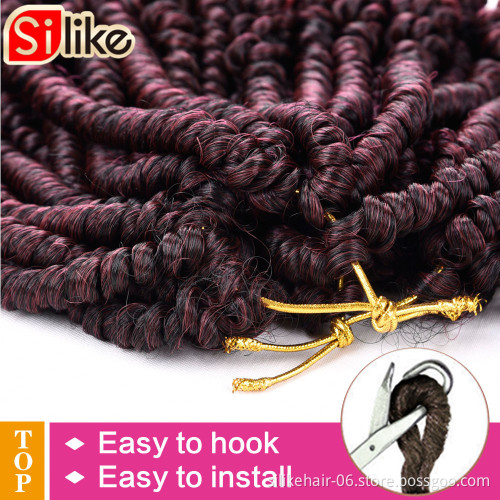 Silike Short Passion Twist Braids 6-8inch Synthetic Crochet Braids Black Brown Ombre Braiding Fluffy Spring Twist Hair Extension